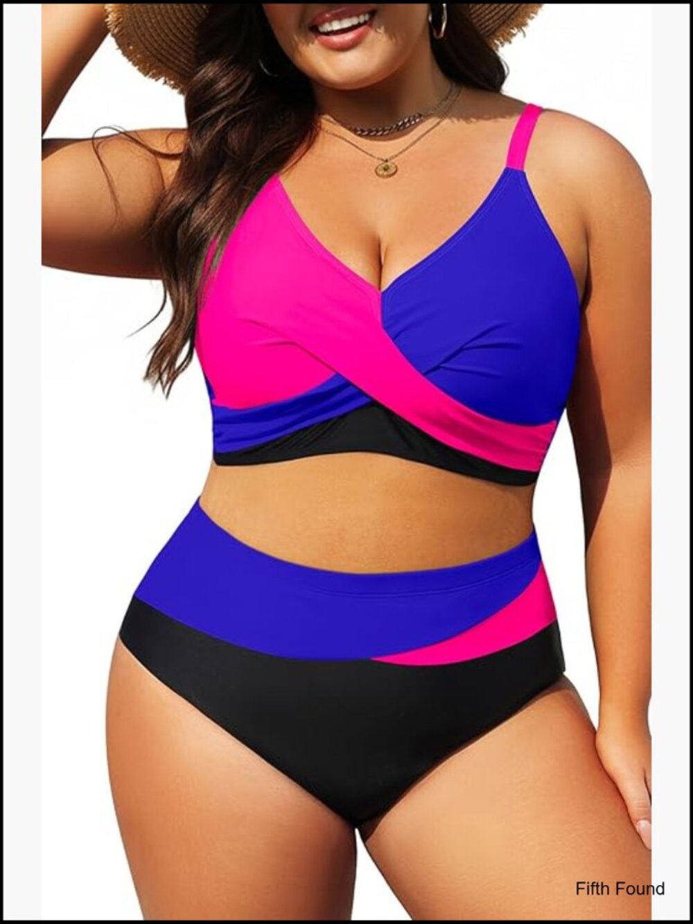 Plus Size Two Piece Swimsuit High Waisted Bikini Set Tummy Control